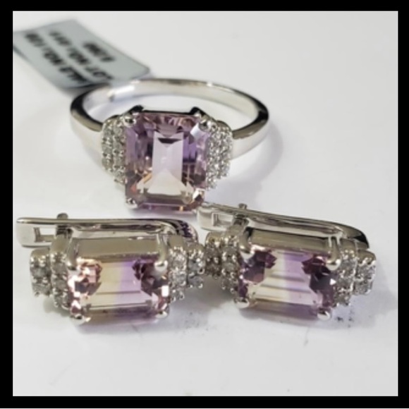 On Sale - 925 Silver & Ametrine Ring and Earrings - Picture 1 of 3